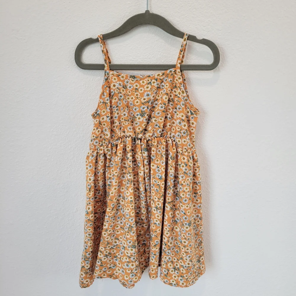 Shein Girls Yellow Daisy Floral Midi Sundress Size‎ 4